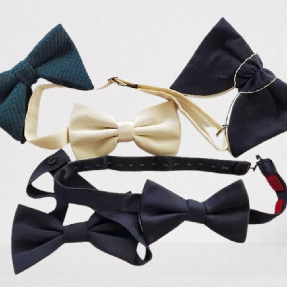 Vintage Silk, Adjustable Varied Colored, Bow Ties Lot Of 5